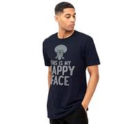 Cotton Soul Spongebob Squarepants Happy Face Unisex T Shirt, Navy, Medium