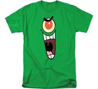Cotton Soul Spongebob Squarepants Plankton Face Mens T Shirt, Kelly Green, MED