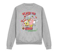Cotton Soul Spongebob Squarepants/We Wish You A Krabby Christmas! Crew Sweatshirt Athletic Heather-Large