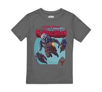 Cotton Soul Star Wars Mandalorian Mandalorians Attack Boys T Shirt, Charcoal, 9-10 Years