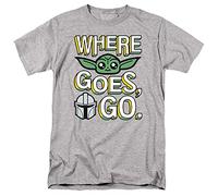 Cotton Soul Star Wars Mandalorian Where Grogu Goes Cute Mens T Shirt, Grey Heather, XXL
