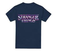 Cotton Soul Stranger Things Chrome Metal Logo Unisex T Shirt, Navy, X-Large