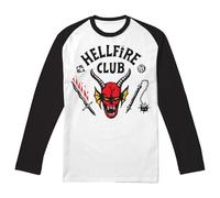 Cotton Soul Stranger Things Hellfire Club Raglan Unisex Long Sleeve T Shirt, Black Raglan