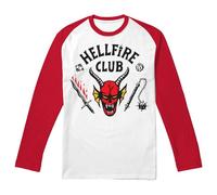 Cotton Soul Stranger Things Hellfire Club Raglan Unisex Long Sleeve T Shirt, Red Raglan, X-Large