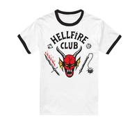 Cotton Soul Stranger Things Hellfire Club Ringer Unisex T Shirt, Black Ringer, XX-Large