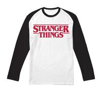 Cotton Soul Stranger Things Main Logo Raglan Unisex Long Sleeve T Shirt, Black Raglan, Large