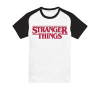 Cotton Soul Stranger Things Main Logo Raglan Unisex T Shirt, Black Raglan, Large