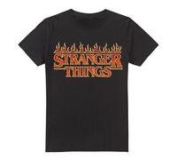 Cotton Soul Stranger Things Vintage Flaming Logo Unisex T Shirt, Black, Large
