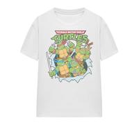 Cotton Soul TMNT Retro Group Ladies T Shirt, White, Large