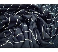 Cotton Spandex Stretch Single Jersey Fabric, per metre - Butcher's Pinstripe - Navy Blue & White