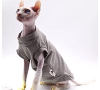 Cotton Sphynx Cat Clothes Spring and Summer Thin High Elasticity Devon Rex, Konish Clothes Hairless Cat Clothes Cat Apparel for Small Cats and Dogs (Grey, Large)
