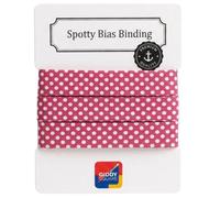Cotton Spotty Bias Binding 20mm Single-Fold, White Dots On Fuchsia, 3m