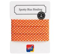 Cotton Spotty Bias Binding 20mm Single-Fold, White Dots On Orange, 3m
