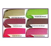 Cotton Spotty Polka Dot Double Fold Bias Binding Tape 30mm 1" Craft Trim Sewing Quilting 36 colourways in Ribbon Queen Wrapper UK Seller 5m Brown with White