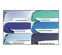 Cotton Spotty Polka Dot Double Fold Bias Binding Tape 30mm 1" Craft Trim Sewing Quilting 36 colourways in Ribbon Queen Wrapper UK Seller 5m Royal Blue with White