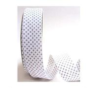 Cotton Spotty Polka Dot Double Fold Bias Binding Tape 30mm 1" Craft Trim Sewing Quilting 36 colourways in Ribbon Queen Wrapper UK Seller 5m White with Grey