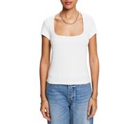 Cotton Square Neck T-Shirt with Short Sleeves White