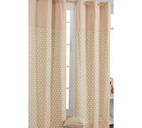 Cotton Stars Beige Ready Made Eyelet Curtain Pair Homescapes Natural 140cm width x 229cm drop