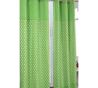Cotton Stars Green Ready Made Eyelet Curtain Pair Homescapes Green 140cm width x 183cm drop
