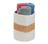 Cotton Storage Basket Laundry Handle Boho Fold Away Fabric Tidy Box Cream Brown