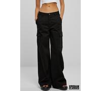 Cotton Stretch High Waist Wide Leg Twill Cargo Trousers Urban Classics Black 30
