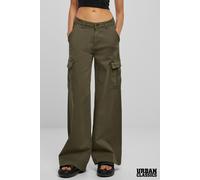 Cotton Stretch High Waist Wide Leg Twill Cargo Trousers Urban Classics Khaki 32