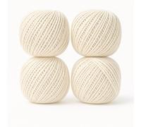 Cotton String Cooking String Garden Twine Kitchen Butchers Decoration Gift Wrapping Meat Tying Baking Roasting Diy Project Craft Art White Cotton Rope Balls Cord Floristry Handicrafts (4 Pcs)