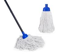 Cotton String Wet Mop Floor Cleaning 125cm Metal Mop Handle and 2 Pcs Microfiber Cotton Mop Replacement Head Refill,Cleaning