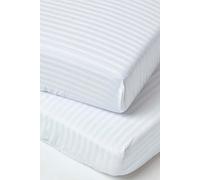 HOMESCAPES White Cot Bed Fitted Sheets 70 x 140 cm 2 Pack 100% Egyptian Cotton Percale Soft Hypoallergenic Toddler Bed Sheet Fully Elasticated Skirt Breathable Easy Care 330 TC 500 Thread Count Equiv