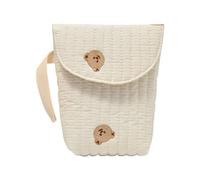 Cotton Strollers Hanging Bag Poratble Handbag Travel Case with Elegant Embroidery Detail for Baby Essential Item Storage