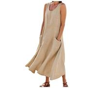 Cotton Summer Dresses For Women Uk, Maxi Dresses For Women Spring Summer Cotton Linen Long Dresses Boho Casual Beach Flowy Tshirt Sundress Loose Sleeveless Tank Dress Oversized Hawaiian Beach Dress Ou