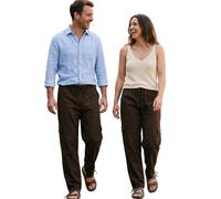 Cotton Summer Ethically Traded Trousers, Elasticated Waist, Pockets, from Ecuador by Tumia, Brown, M