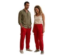 Cotton Summer Ethically Traded Trousers, Elasticated Waist, Pockets, from Ecuador by Tumia, Red, M
