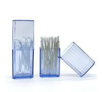 Cotton Swab Holder for Travel, 2 Pcs Portable Small Cotton Bud Holder Clear Plastic Cotton Bud Dispenser Box with Dustproof Lid for Cotton Swabs Hair Ties Toothpicks Cosmetics (Blue)