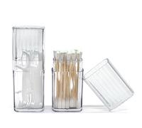 Cotton Swab Holder for Travel, 2 Pcs Portable Small Cotton Bud Holder Clear Plastic Cotton Bud Dispenser Box with Dustproof Lid for Hair Ties Toothpicks Cosmetics (Transparent)