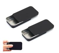 Cotton Swab Holder for Travel, 2 Pcs Portable Small Cotton Bud Holder Empty Metal Box Containers with Slide Top for Cotton Ball Toothpicks Hair Ties -Black