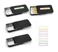 Cotton Swab Holder for Travel, 4 Pcs Portable Small Cotton Bud Holder Empty Metal Box Containers with Slide Top for Cotton Ball Toothpicks Hair Ties -Black