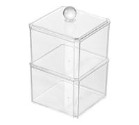 Cotton Swab Organizer Holder - Stackable Cottons Pad Dispenser Box, Clear Acrylic Storage Container | For Cottan Pads Swabs Rings Earrings Jewelry Makeup Vanity Bathroom Counter Organization Skincare