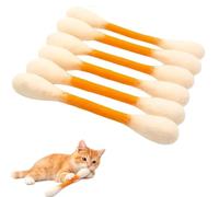 Cotton Swabs Cat Toys 6 Pack, Catnip Plush Kitten Toys, Interactive Cat Kick Sticks, Durable Chew Toys for Indoor Cats, Cute Cotton Buds Shape Cat Toys for Biting, Kicking & Play (Yellow)