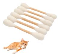 Cotton Swabs Cat Toys 6 Pack, Catnip Plush Kitten Toys, Interactive Cat Kick Sticks, Durable Chew Toys for Indoor Cats, Cute Cotton Buds Shape Cat Toys for Biting, Kicking & Play (White)