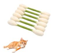Cotton Swabs Cat Toys 6 Pack, Catnip Plush Kitten Toys, Interactive Cat Kick Sticks, Durable Chew Toys for Indoor Cats, Cute Cotton Buds Shape Cat Toys for Biting, Kicking & Play (Green)