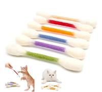 Cotton Swabs Cat Toys - 6 Pk Giant Cat Q-Tip Shaped Chew Sticks with Catnip, Durable Dental Teething Ropes, Interactive Felt Kitten Kicker Toys for Indoor Boredom, Exercise & Anxiety Relief