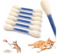 Cotton Swabs Cat Toys with Catnip, 6 Pack Giant Kitten Chew Sticks for Indoor Cats - Interactive Felt Kicker Toy Sticks, Cat Chew Toy for Boredom Relief, Exercise and Play for Adult Cats (Blue)