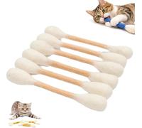 Cotton Swabs Cat Toys with Catnip, 6-Pack Kitten Chew Sticks for Indoor Boredom, Durable Dental Teething Ropes, Big Interactive Felt Kitty Kicker Play Lover Gift Accessories (Beige)