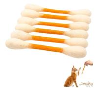 Cotton Swabs Cat Toys with Catnip, 6 Pk Durable Giant Kitten Chew Sticks, for Indoor Boredom, Durable Dental Teething Ropes, Big Interactive Felt Kitty Kicker Play Lover Gift Accessories (Orange)