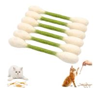 Cotton Swabs Cat Toys with Catnip, 6 Pk Giant Kitten Chew Sticks for Indoor Boredom, Durable Dental Teething Ropes, Big Interactive Felt Kitty Kicker Play Lover Gift Accessories (Green)
