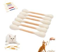 Cotton Swabs Cat Toys With Catnip, Interactive Felt Kitty Kicker Toy, Durable Dental Teething Stick,For Play Anxiety Digestive Aid Lover Gift 6pk Giant Kitten Chew Sticks (White)