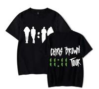 Cotton T-shirt Chris Brown THE 11:11 TOUR T-shirt Rapper Concert Merch Unisex Casual Fashion Short-sleeved T-shirt Streetwear XS-3XL-Black||M