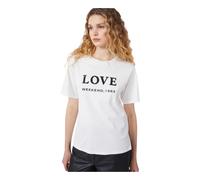 Cotton T-shirt with graphic print- female- Weekend Max Mara- T-Shirts- White- M- Tops M