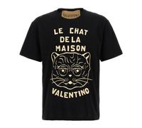 Cotton T-shirt With Le Chat De La Maison Print - male - Valentino Garavani - T-Shirts - Black - M - Tops M